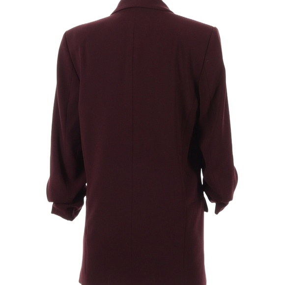 NWT Zara Burgundy Wine Crepe Oversized Boyfriend Blazer - Picture 4 of 12